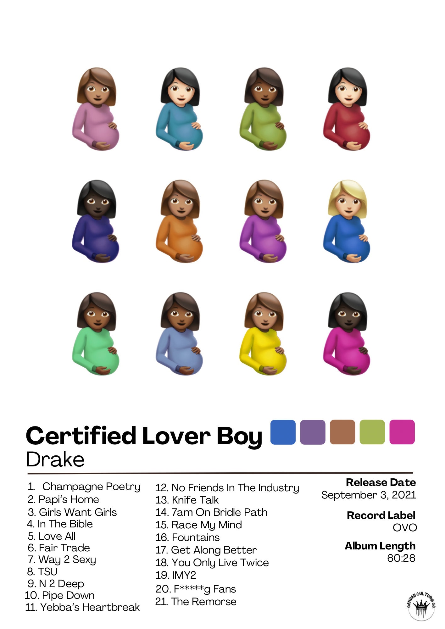 Drake Certified Lover Boy Album Cover Poster, Wall Art