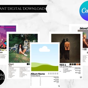 Custom Album Poster, Customisable Digitsl Music Poster, Album Poster, Album Cover Poster Canva Template, Easy To Use
