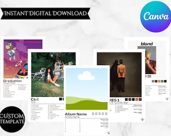 Custom Album Poster, Customisable Digitsl Music Poster, Album Poster, Album Cover Poster Canva Template, Easy To Use