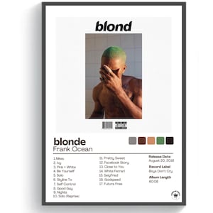 Frank Ocean Blonde Album Cover Poster, Album Kunst, Wandkunst