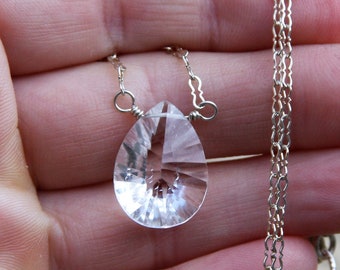 crystal quartz and sterling silver necklace