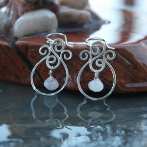 sterling silver and moonstone wirework earrings