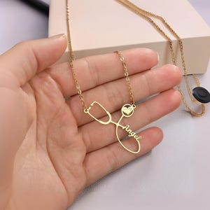 Custom Name Stethoscope Necklace | Medical Student Gift | Nurse Gift | Doctor Gift | Name Necklace| Graduation Gift | Mother&#39;s Day Gifts