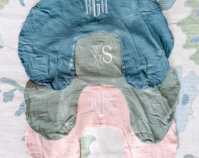 Custom Embroidered Nursing Pillow Cover for Baby Girl or Boy | Baby Shower Gift | Monogram Personalization