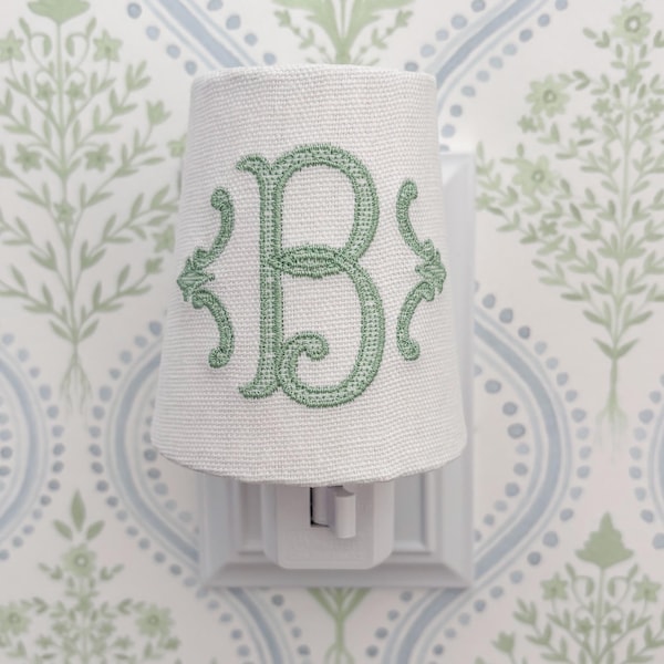 Custom Embroidered Initial Monogram Night Light: Personalized Nursery, Kitchen, and Bathroom Decor