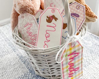 Étiquette brodée personnalisée pour panier de Pâques - nom ou monogramme personnalisé | Nouveau style | Exclusivement sur Etsy