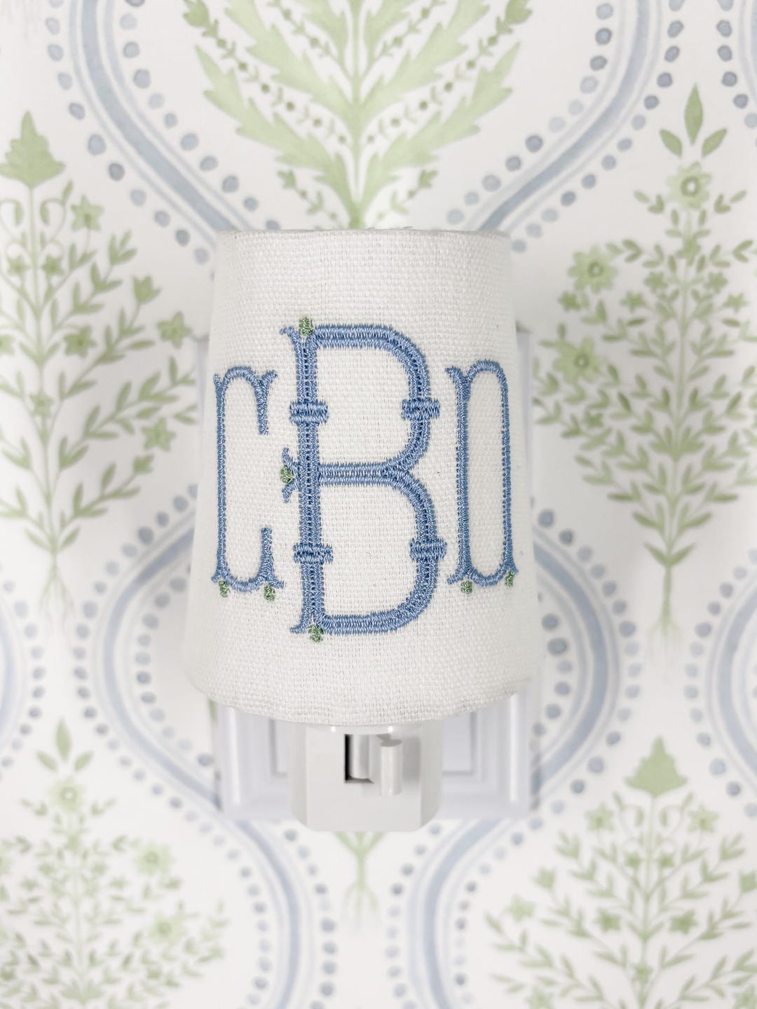 Custom Embroidered Fancy Monogram Night Light: Personalized Nursery, Kitchen, and Bathroom Decor
