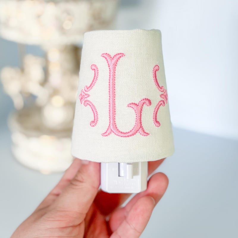 Embroidered Initial Monogram Night Light: Personalized Nursery, Kitchen, and Bathroom Decor