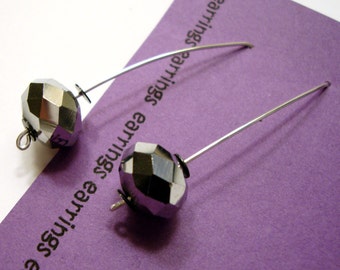 Disco Ball Silver Mirror Arc Earrings