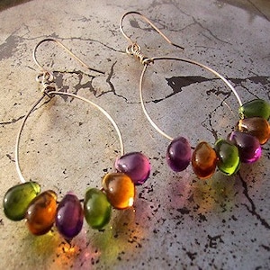 sorbet drops gold hoop earrings with glass teardrops image 1