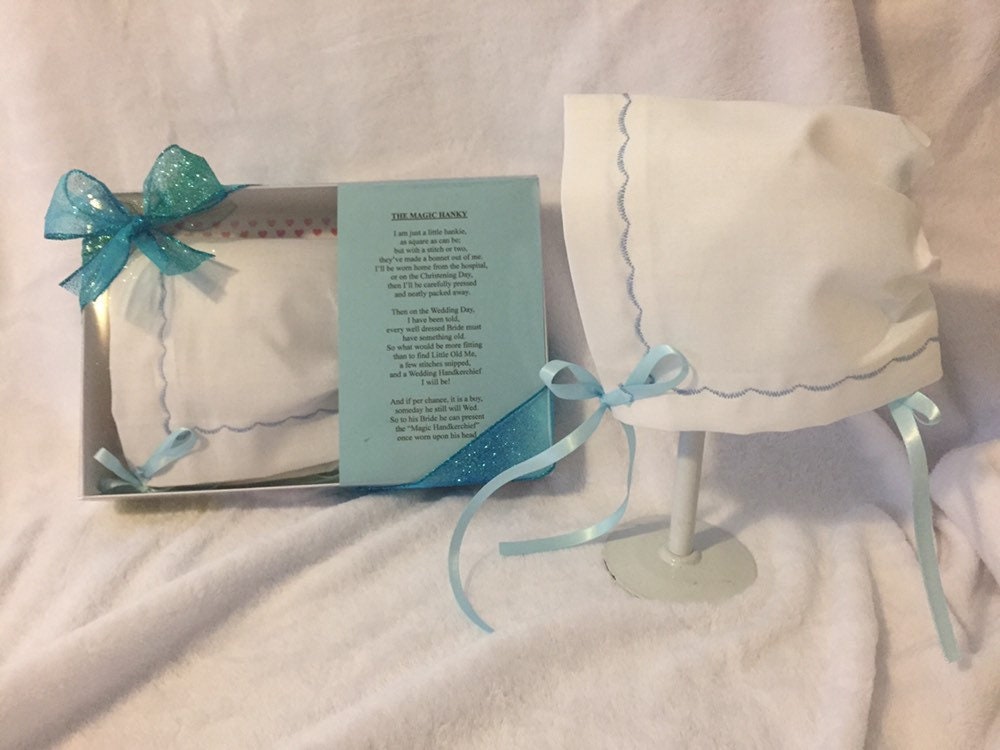 Baby Handkerchief blue Scallopedmagic Hanky Baptism Etsy