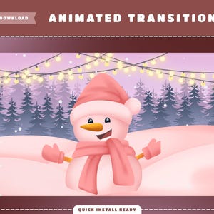 Kawaii Christmas Animated Stream Stinger Transition Package for Twitch, Cute Merry Christmas  Stinger Transition,Snowman Animated Transition