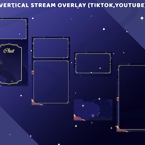 Noctyra Animated Stream Overlay Package for Twitch, Tiktok, Blue Gold ...