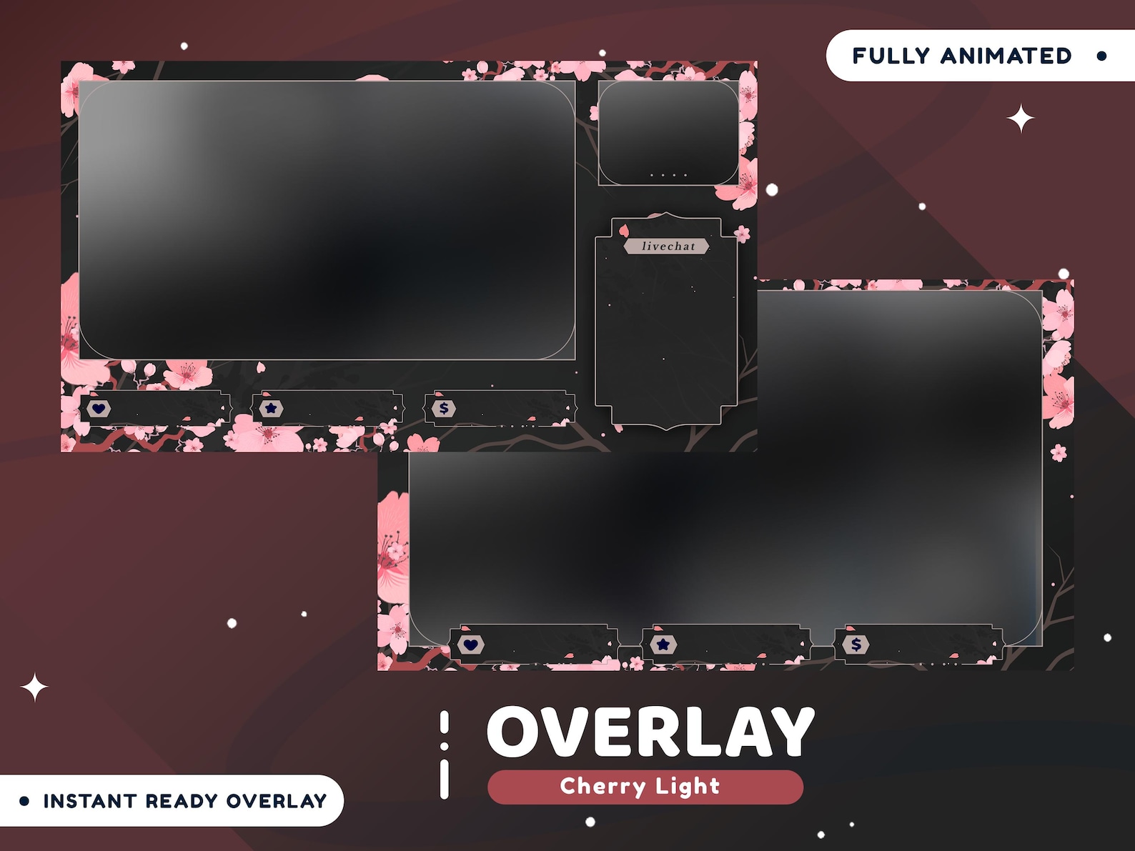 Cherry Light Animated Stream Overlay Package Twitch Bundle, Cherry ...