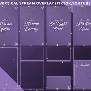 Floral Starlight Animated Stream Package for Tiktok, Youtube, Vertical Overlay Purple Celestial, Tiktok Youtube Live, Tiny Floral Overlay