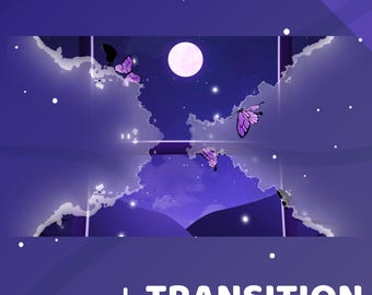 Duskmire Träume Animierter Strom Stinger Übergangs Paket für Twitch, Nachthimmel Übergang, Mondlicht Strom, Schmetterling Animierter Übergang