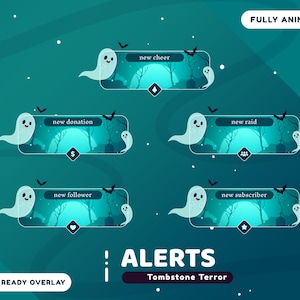 Tombstone Terror Animated Stream Alert Package for Twitch Bundle, Halloween Stream Alerts, Tombstone Terror Overlay, Spooky Twitch Overlay
