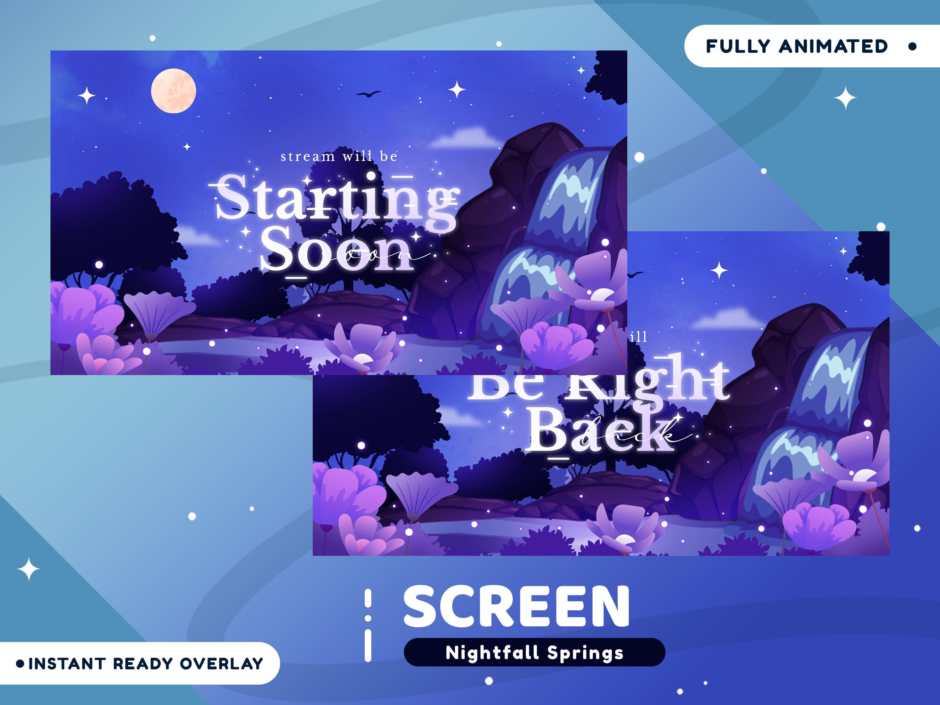 Nightfall Springs Animated Stream Overlay Package for Twitch Bundle ...