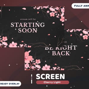 Cherry Light Animated Stream Screen Package Twitch Scene, Pink Aesthetic Overlay, Cherry Blossom Overlay, Sakura Twitch Overlay, Cute Stream