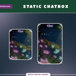 May include: Two static chat boxes with a whimsical design featuring a night sky with stars, flowers, and butterflies. The text "eChat" is displayed on each chat box.