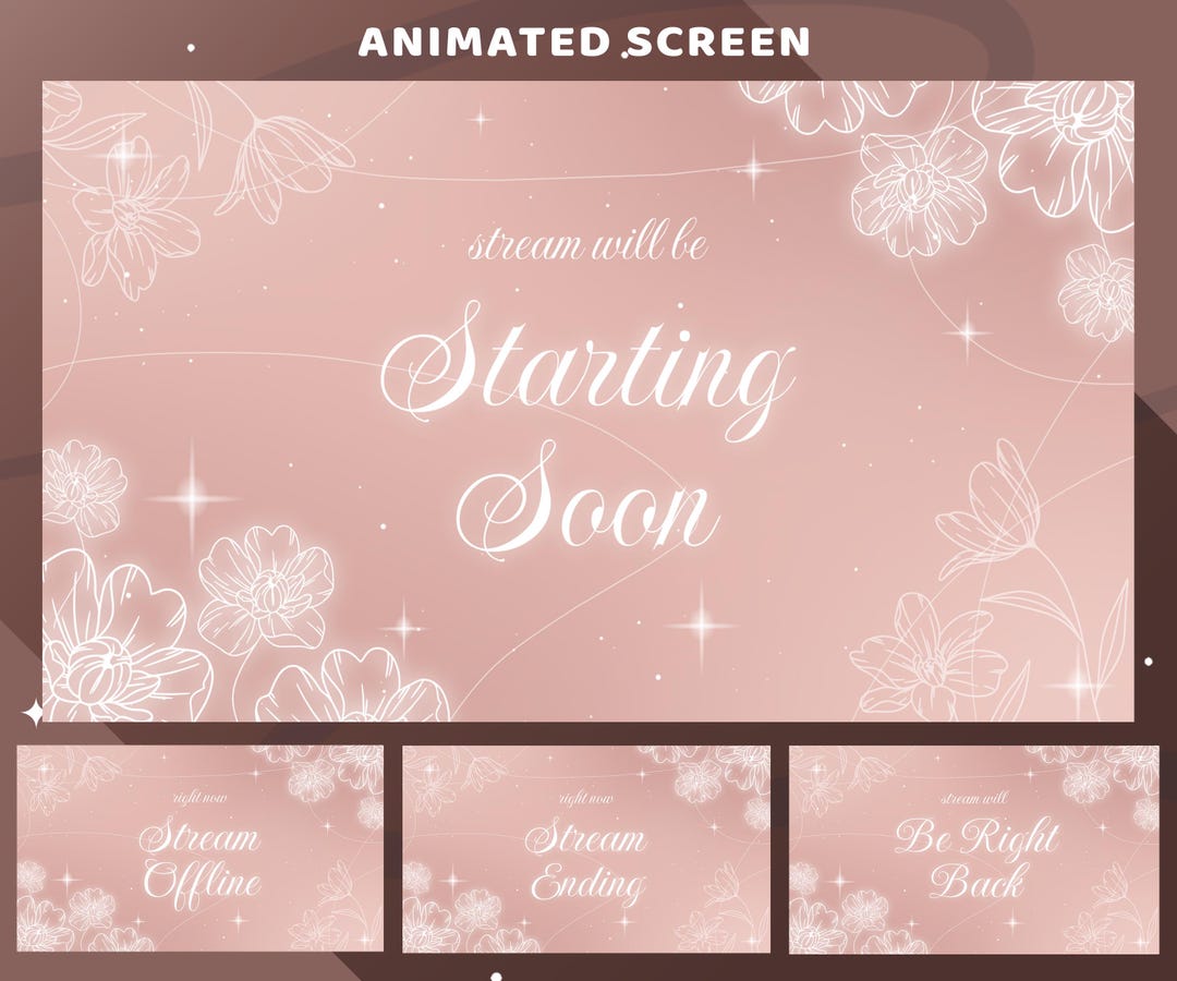 Stream Screen Butters Gentle Blossom Animated Stream Screen Package for Twitch, Dusty Pink ...