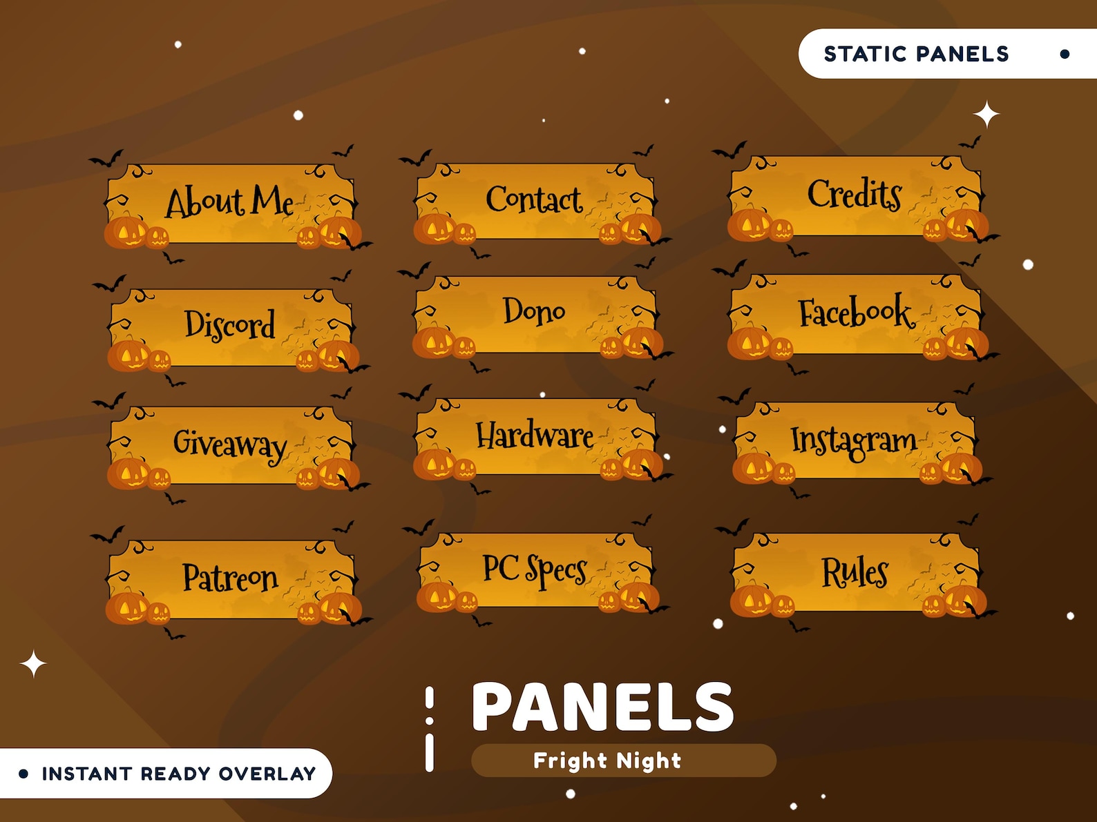 Haunted Overlay Fright Night Animated Stream Overlay Package for Twitch Bundle ...