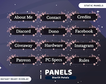 Static Message Panel Petal Dusk Static Stream Panel Package for Twitch, Twitch Panels Cherry ...