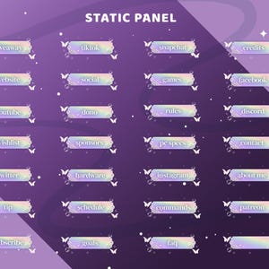 Rainbow Garden Static Stream Panel Package for Twitch,  Pastel Gradient Rainbow, Butterfly Aesthetic, Bubble Design, Soft Floral Overlay