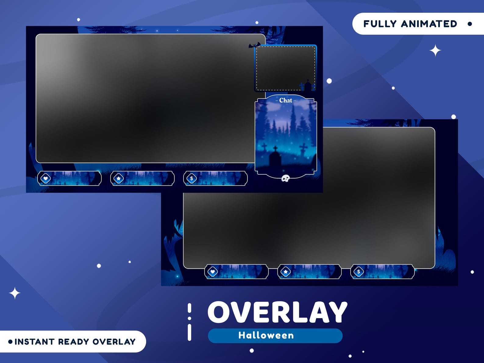 Haunted Overlay Halloween Animated Stream Overlay Package for Twitch Bundle, Twitch ...