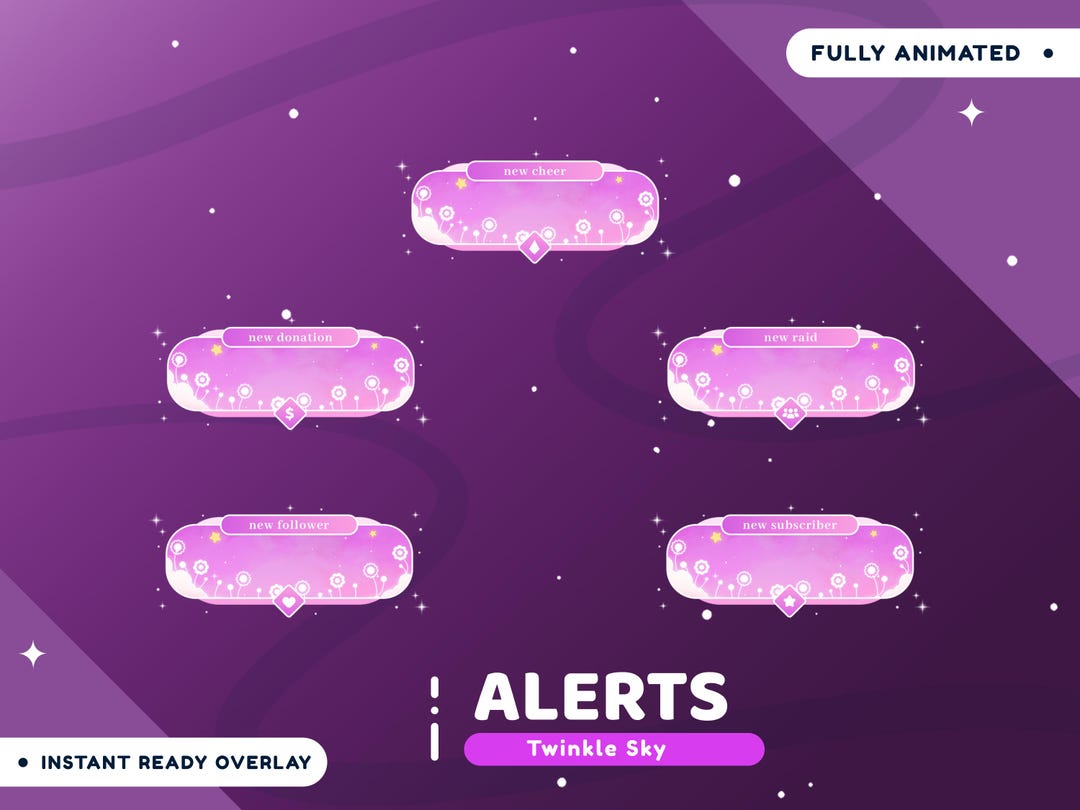 Twinkle Sky Animated Stream Alert Package for Twitch Bundle, Animation ...