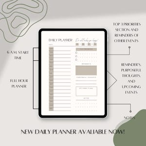 Daily Planner Template - Printable Minimalist Hourly Schedule, To-Do List, and Productivity Organizer PDF