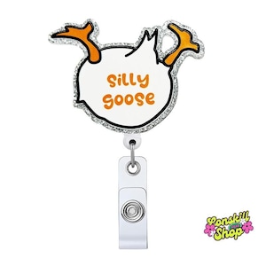 Porte-badge oie amusant avec paillettes argentées, pour infirmières et personnel, clip porte-badge animal amusant, joli cadeau pour collègue, aide-soignant, cabinet médical