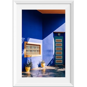 Jardin Majorelle Marrakech Photo Print, Marrakech Photograph, Morocco Wall Art, Blue Architecture Wall Decor, Marrakech Garden Wall Print