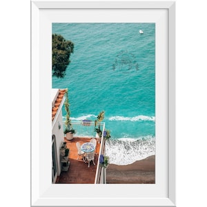 Hotel Balcony View of Positano Beach | Italy Travel Print | Coastal Photography | Amalfi Coast Wall Art | Coastal Wall Art | Italian Beach