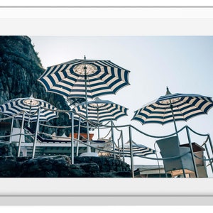 Italy Beach Umbrella Landscape Print, Positano Coastal Wall Art, Amalfi Coast Beach Club Photo Print, Coastal Photography, Beach House Decor