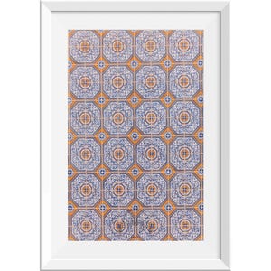 Portuguese Blue and Yellow Azulejo Tiles Print, Portugal Blue Tiles Photograph, Azulejos Travel Print, Wall Pattern, Portuguese Wall Tile