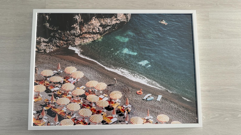 Italian Beach Club Orange Umbrellas Landscape Photo, Arienzo Beach Club Positano Print, Positano Beach Photo Wall Art, Amalfi Coast Print image 10
