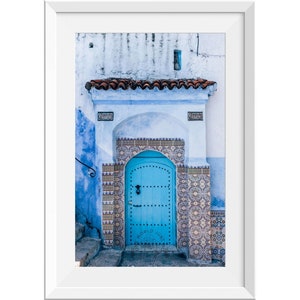 Chefchaouen Blue Door Photograph, Blue Pearl City Morocco Photo, Morocco Door Print, Morocco City Street Photo, Morocco Architecture Print