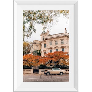 Orange Herbst Baum in Notting Hill, Herbst in London Druck, Notting Hill Beige Haus Poster, London Herbst Foto-Druck, Herbst Haus Dekor