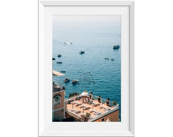 Positano, vue sur le toit de l'hôtel, impression de voyage sur la côte italienne, impression de voyage sur la côte amalfitaine, art mural sur la côte amalfitaine, impression photo sur la côte amalfitaine