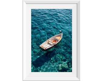 Row Boat in Capri, Coastal Wall Art for Beach House, Boat Photo Print, Beach House Decor, Seascape Print, Minimalist Coastal Print, Boat Art