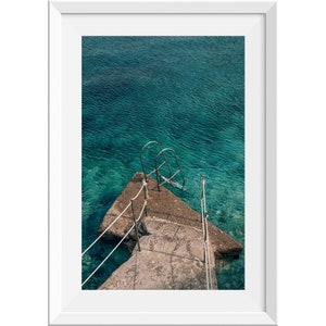 Escalera al mar, Arte de la pared costera de Capri, Impresión de viajes de Italia, Foto costera, Impresión del mar, Decoración de la casa de playa, Impresión de la playa, Impresión del océano