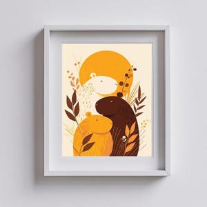 Home Decor Capybara Mom Dad Baby Capybara template capybara mom gift Capybara Monogram Crazy Capybara Art Print Capybara Family Wall Decor