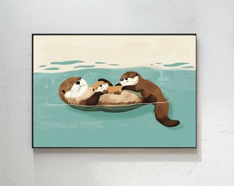 babyshower otter cadeau voor moeder en baby otter svg grappige otter moeder otter kinderkamer inrichting otter baby moeder vader moeder baby otter muur decor kunst