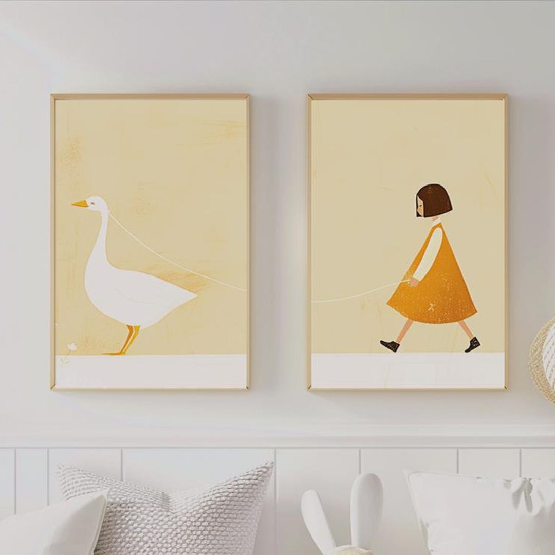Silly Goose Wall Art Girl Nursery Goose Oil Painting Goose Kid's Wall ...