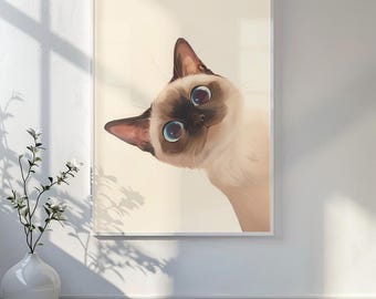 シャム猫のアートプリントセット - ロココ調（デジタルダウンロード