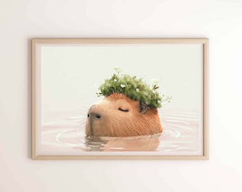 home decor Capybara monogram Cute Capybara Wall Decor Watercolour Capybara Template Romantic Capybara Svg Nursery art therapy wall hanging