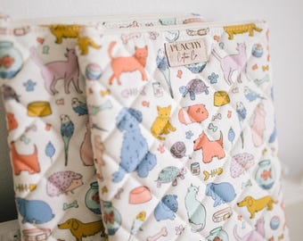 Cute Pets Kindle Paperwhite Sleeve, Quilted Zipper Kindle Pouch, Kindle Sleeve with pocket, Kindle Sleeve with Ruffles