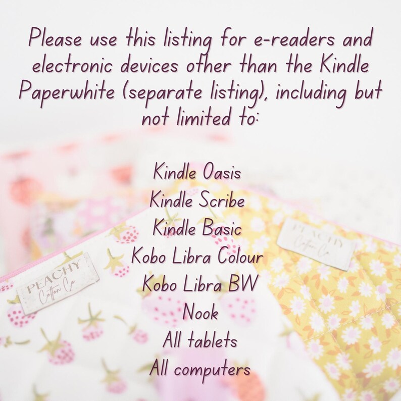 E-Reader, Tablet oder Computer Tasche mit Reißverschlusstasche aus wattiertem Baumwollstoff Bild 2