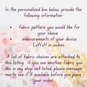 E-Reader, Tablet oder Computer Tasche mit Reißverschlusstasche aus wattiertem Baumwollstoff Bild 3